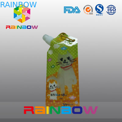 El tipo especial jugo/bebida que empaqueta bolsas laterales del escudete con el metal suena