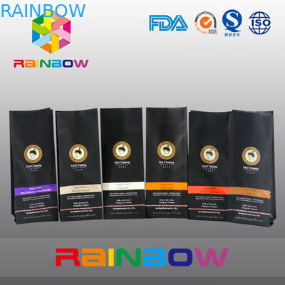 El negro modificado para requisitos particulares imprimió los bolsos inferiores del escudete, bolsa plástica del café con la cremallera/la válvula