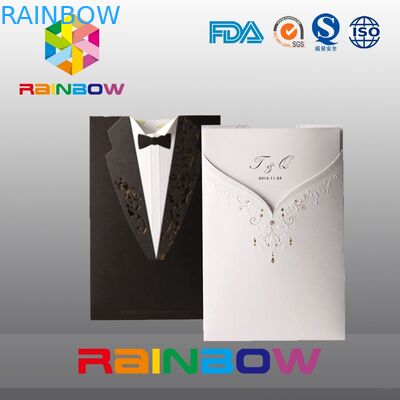 Bolsas de papel modificadas para requisitos particulares lujosas para casarse la tarjeta de la invitación con la impresión viva