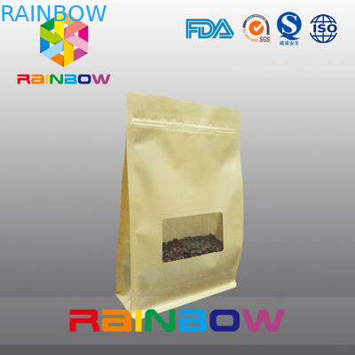 Bolsos del escudete de la parte inferior plana, bolso de la parte inferior del bloque del sello del patio con la ventana clara para el café