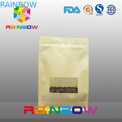 Bolsos del escudete de la parte inferior plana, bolso de la parte inferior del bloque del sello del patio con la ventana clara para el café