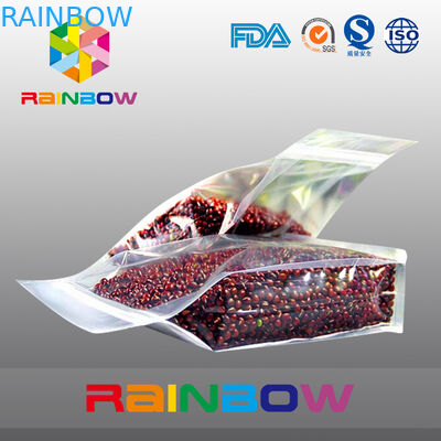 El acondicionamiento ziplock de las habas/de los alimentos del escudete inferior transparente plástico empaqueta