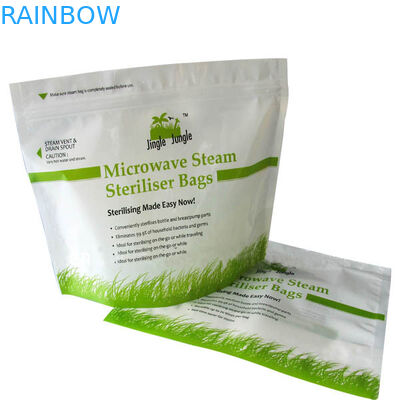 Los bolsos del esterilizador de la microonda del plástico laminado de la categoría alimenticia se levantan con la cremallera