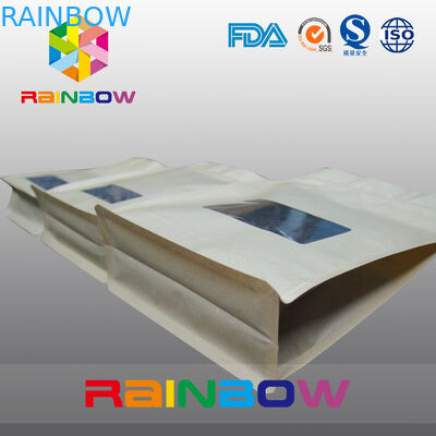 Bolsa de empaquetado inferior del grano de café del papel del arte del bloque con la cremallera y Winow claro