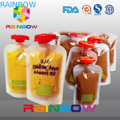 Bolsa derecha del canalón del uno mismo claro para el atasco/el jugo, bolso reutilizable de Packging de la comida para el bebé del niño