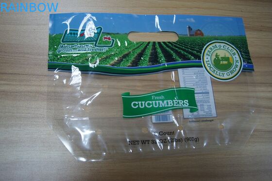 Bolso de empaquetado de fruta fresca de la categoría alimenticia de la legumbre de la cremallera plástica transparente del almacenamiento