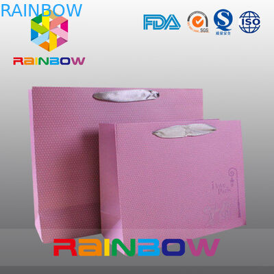 La parte inferior cuadrada modificó las bolsas de papel para requisitos particulares con el lazo para el regalo/la ropa/las compras