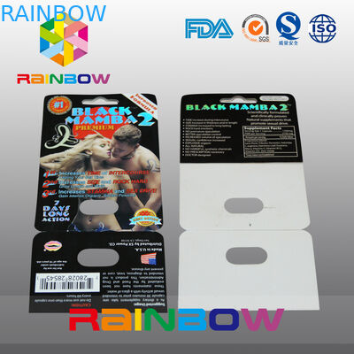 Tarjeta de papel de empaquetado modificada para requisitos particulares de la tarjeta de papel de la ampolla para las píldoras sexuales