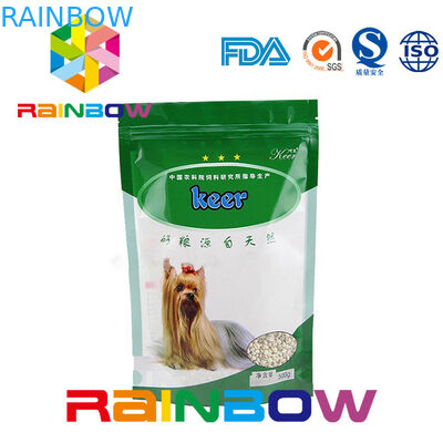 Foil se levantan la bolsa del alimento para animales con la cremallera, invitaciones plásticas del perro 500g que empaquetan el bolso