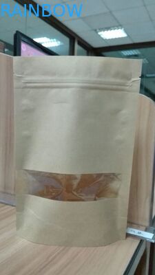 Ziplock levántese los bolsos de encargo del acondicionamiento de los alimentos del papel de Kraft con la ventana del rectángulo