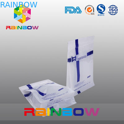 Bolsa blanca del escudete de la parte inferior plana del sello de Qual del tamaño de encargo con el Ziplock de la diapositiva para el acondicionamiento de los alimentos