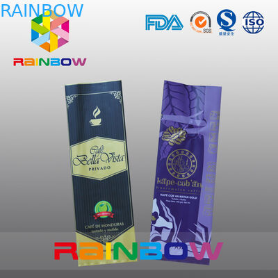 El bolso de café del escudete del negro de la impresión/la parte trasera llenos selló la bolsa con la válvula