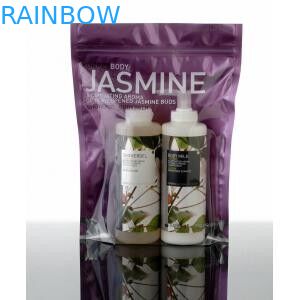 Bolso de empaquetado cosmético plástico de la exhibición delantera transparente con la cremallera