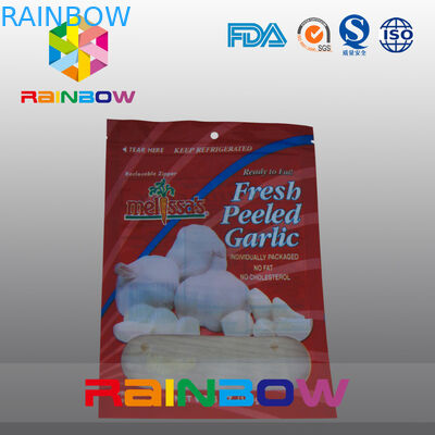 Bolso plástico rojo y blanco de la ventana de Mylar con el cierre en la parte superior para la comida/Pleeled fresco Garllic