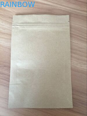 Bolsos laterales alineados planos modificados para requisitos particulares de la cerradura de la cremallera del top del sello de la hoja tres del papel de Kraft de las bolsas de papel