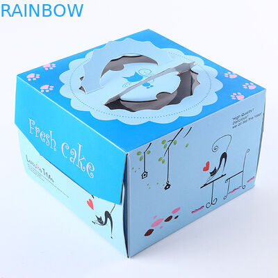 Caja de papel cuadrada azul rosada de la torta de cumpleaños que empaqueta/caja de regalo modificada para requisitos particulares