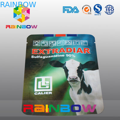 La vaca lechera de la bolsa del alimento para animales del papel de aluminio se levanta el acondicionamiento de los alimentos