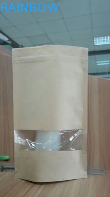 La bolsa Ziplock de Kraft Mylar modificada para requisitos particulares se levanta la bolsa de papel con la ventana rectangular