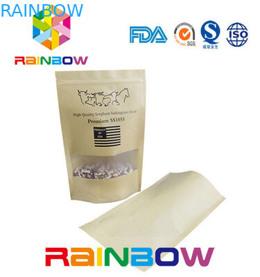 La parte inferior plana Brown modificó las bolsas de papel/la bolsa de papel para requisitos particulares del arte con la cremallera