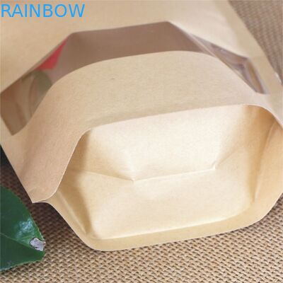 Bolsas de papel modificadas para requisitos particulares para las comidas de bocado, bolsa de papel de Kraft para las palomitas con la ventana