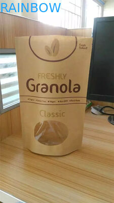 La aduana impresa se levanta la bolsa de papel de Kraft, bolso del bocado que empaqueta con la ventana