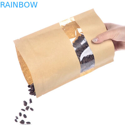Bolsa de papel de Kraft de la categoría alimenticia con la ventana clara/bolso de Mylay para la haba, caramelo, pan, café