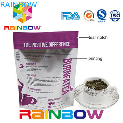 Bolsa Ziplock plástica de empaquetado del papel de aluminio del bolso de Doy del paquete de Kraft del té reforzado lateral del papel