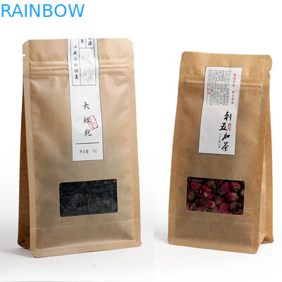 Bolsitas de té laminadas a prueba de humedad de la parte inferior plana que empaquetan con la cremallera y la ventana