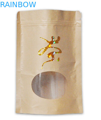 la aduana imprimió la bolsa de papel de alta calidad de Kraft de la parte inferior plana para el té/el café que empaquetaban con la cremallera mylar ziplock y la ventana