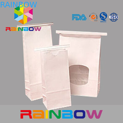 Bolsos blancos de la ventana de la parte inferior plana del papel de Kraft con el lazo de la lata, empaquetado de la semilla de Chia