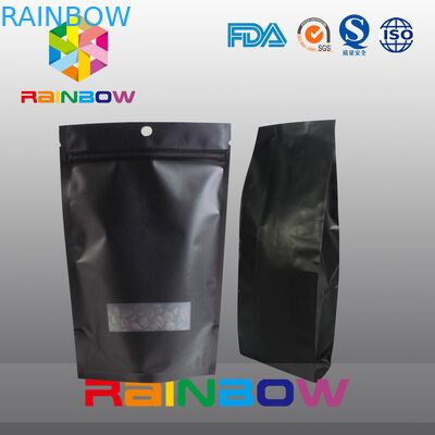 El empaquetado negro de las bolsas plásticas de 70g 100g 250g 500g se levanta el puf del café con la válvula
