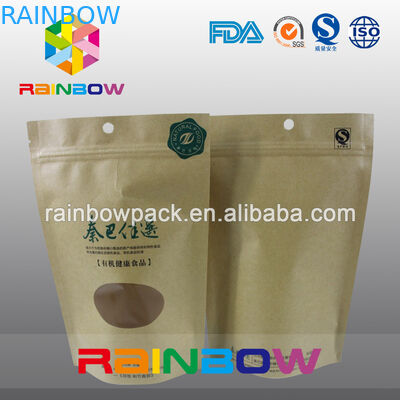 El papel reciclable Doypack de 2oz Kraft se levanta bolsos de café con la ventana