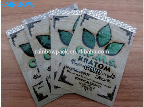 Bolso ziplock plástico del extracto de OPMS Kratom de la impresión botánica del oro para las cápsulas del kratom de los cannabinoids