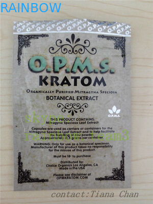 Incienso herbario que empaqueta el polvo Ziplock del kratom de los opms del papel de aluminio del oro 3ct