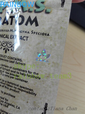 El papel de aluminio se levanta la bolsa para el polvo aumentado del kratom extraído de kratom