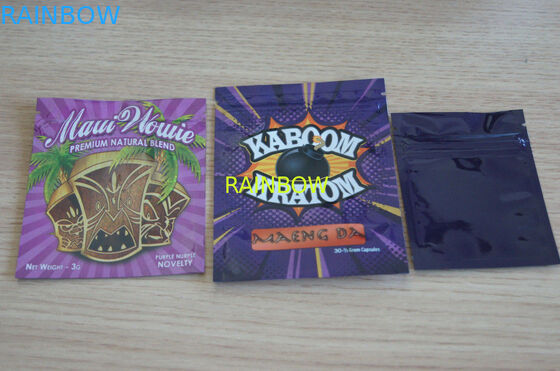 Bolso lateral de la cremallera del sello del bolso tres herbarios del incienso/bolso herbario de encargo del incienso para el bolso de la bolsita de 1g /2g /3g/4g/5g para el polvo