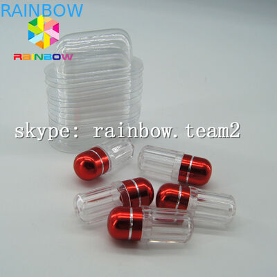 Botella plástica de la medicina de la cápsula clara, envase de la píldora del sexo con el casquillo del oro del papel de aluminio