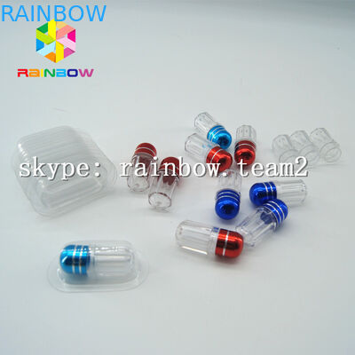 Botella plástica de la medicina de la cápsula clara, envase de la píldora del sexo con el casquillo del oro del papel de aluminio