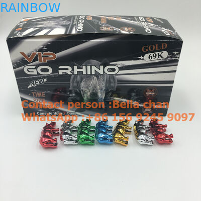 Juegue a hockey shinny los juguetes para el rinoceronte Go que empaqueta, botellas del rinoceronte de la píldora del sexo de la plata/del oro de la forma del rinoceronte del metal