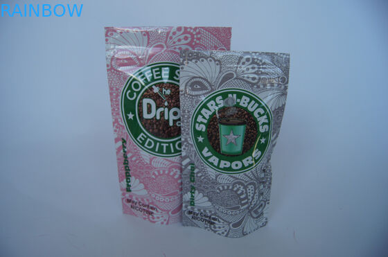 El bolso mate negro de la comida del papel de aluminio, se levanta el empaquetado del grano de café