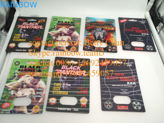 empaquetado masculino de la ampolla de la tarjeta caja de papel/3D de la píldora del aumento 35000 del platino 5000/rinoceronte 69 del rinoceronte 7