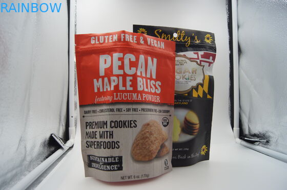 El bolso del bocado de la cremallera de Doypack que empaquetaba para la galleta, aduana imprimió se levanta bolsas