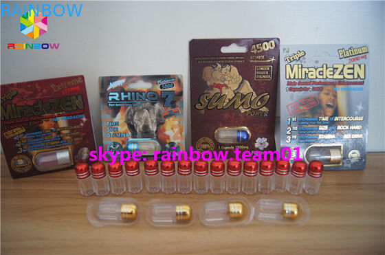 Botellas de píldora plásticas modificadas para requisitos particulares de la bala, botellas plásticas de la medicina con el casquillo del metal