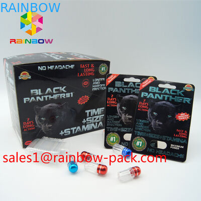 Las píldoras del aumento del sexo de la caja de presentación de la mamba negra que empaquetan la tarjeta 3D efectúan la píldora del sexo