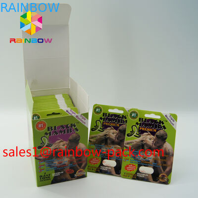 las píldoras calientes del sexo de la mamba negra 3D cards3d de la tarjeta de la impresión de la venta 3D que empaquetan la píldora del sexo de la tarjeta de papel 3D cardan las cajas de la píldora del aumento