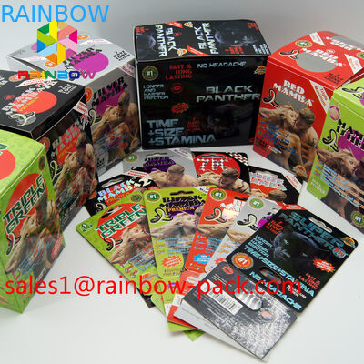 papel de empaquetado Ca de la ampolla del rinoceronte de la tarjeta de la impresión de /3D de la tarjeta de la tarjeta 3D de la venta 3D de la impresión de la tarjeta de la mamba negra 3D del efecto de la píldora caliente del sexo