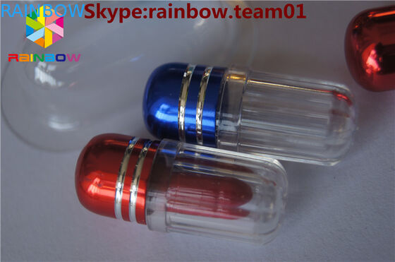 Contenedor de plástico cápsula botella de píldoras sexuales con forma de cápsula de metal recipiente de cápsula botellas de píldoras al por mayor píldoras cápsula