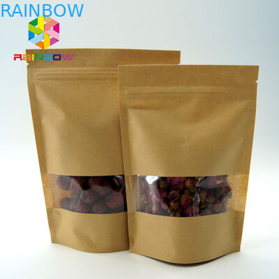 Las bolsitas de té claras de la ventana que empaquetan/que se puede volver a sellar se levantan las bolsas para la comida