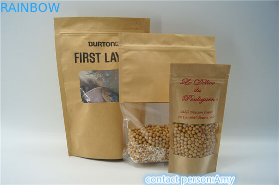 Ziplock que se puede volver a sellar del papel de Kraft se levantan bolsas/bolsas del acondicionamiento de los alimentos