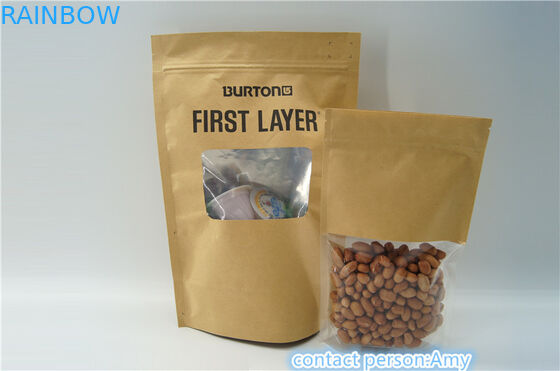 Ziplock que se puede volver a sellar del papel de Kraft se levantan bolsas/bolsas del acondicionamiento de los alimentos